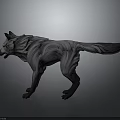 Realistic Gray Wolf 3D Sculpture With Dynamic Pose And Detailed Fur