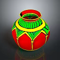 Colorful Decorative Vase For Home With Red Green And Yellow Patterns