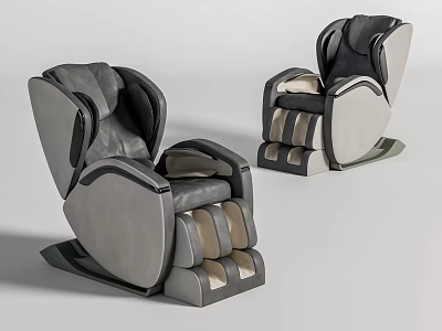 Modern Comfortable Massage Chair With Gray Black Leather And Ergonomic Design 3d model