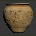 Ancient Cracked Clay Jar With Visible Surface Fissures And Antique Texture