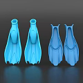 Blue Swimming Fins Two Pairs With Different Design Styles For Water Activities