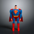 Man Wearing Superhero Costume With Blue Red Suit S Symbol And Red Cape