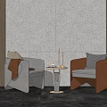 Modern leisure table and chair combination leisure chair side combination 3d model