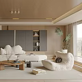 Modern Living Room Interior With Comfortable Sofa Wooden Coffee Table Floor Lamp And Potted Plant