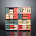 Vintage Colorful Drawer Cabinets With Multiple Layers And Various Colors