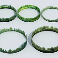 Innovative Garden Landscape Design Featuring Circular Rings With Lush Greenery 3d model