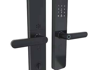 Modern Black Smart Door Handle With Electronic Lock Keypad And Fingerprint 3d model