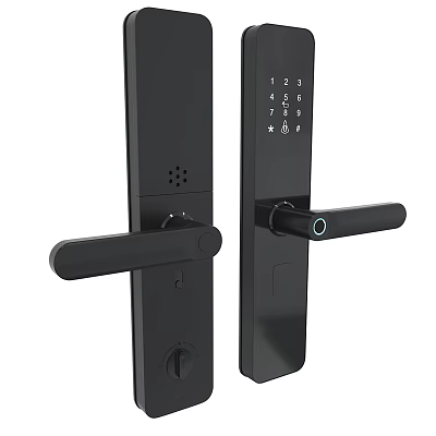 Modern Black Smart Door Handle With Electronic Lock Keypad And Fingerprint 3d model