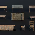 Rustic Wooden Furniture Set With Tables Benches Chairs And Storage Chest