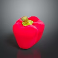 Fresh Ripe Red Bell Pepper with Green Stem on Dark Surface