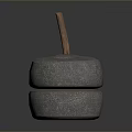 Traditional Rustic Stone Mill With Two Layered Structure And Wooden Handle
