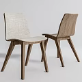 Modern Wooden Dining Chairs Featuring Linen Upholstered Seats And Curved Backrests
