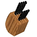 High Quality Kitchen Knives Set With Wooden Block And Black Handles