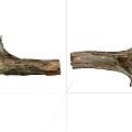 Natural Weathered Wood Logs Featuring Split Trunk And Intricate Root Texture On White Background