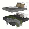 Modern Double Bed Design With Comfortable Pillows And Cozy Fringe Blankets 3d model