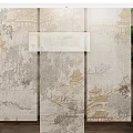 Chinese-style roller shutter screen partition curtain gauze curtain door curtain cloth curtain 3d model