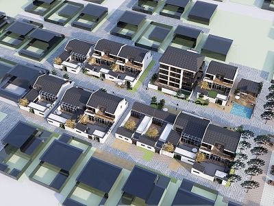 Aerial View Planning of Chinese-style Rural Residential Buildings model