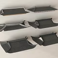 Traditional Architectural Roof Components Featuring Black Tile Structures With Various Shapes