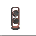 Modern Design Speakers With Orange Frames And Black Bases Symmetrically Placed