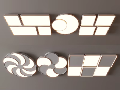 Modern Ceiling Lights With Different Geometric And Floral Shapes For Home Interior Lighting 3d model