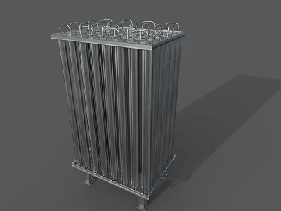 Heavy Duty Industrial Equipment Featuring Stainless Steel Vertical Tubes And Top Support Frame 3d model