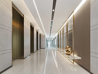 Light luxury elevator hall company aisle 3d model
