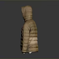 Warm Brown Hooded Down Jacket With Zipper And Casual Style For Daily Wear