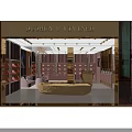 Luxury Boutique Store Interior With Glass Display Cases Gold Accents Sofa Seating And Shelves