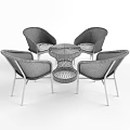 Stylish Woven Rattan Outdoor Table with Matching Chairs Set for Patio Garden Use