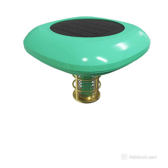 Turquoise Solar Powered Device With Black Panel And Metal Base Structure 3d model 