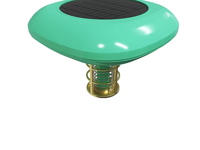 Turquoise Solar Powered Device With Black Panel And Metal Base Structure 3d model