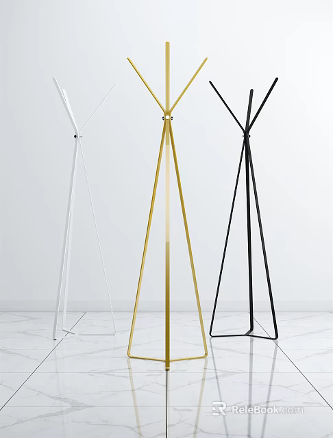 Modern Minimalist Floor Standing Clothes Racks White Gold Black Colors 3d model 