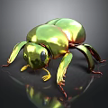 Glossy Green Metallic Beetle With Shiny Reflective Surface And Detailed Leg Structure 3d model