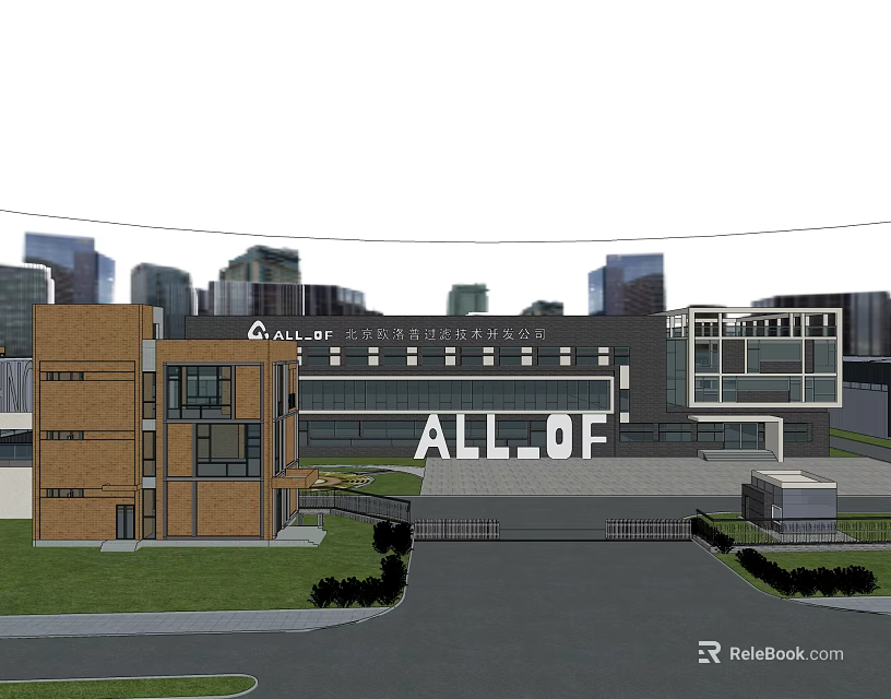 Modern ALL OF Office Building In Urban City With Courtyard Entrance 3d model 
