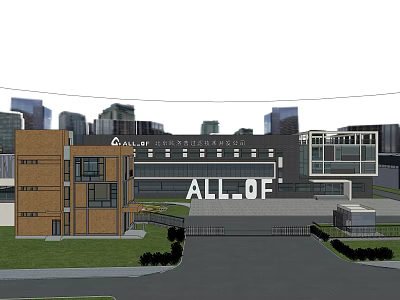 Modern ALL OF Office Building In Urban City With Courtyard Entrance 3d model