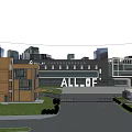 Modern ALL OF Office Building In Urban City With Courtyard Entrance