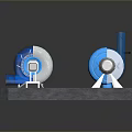 Mechanical Equipment Setup With Turbo Components Blue Machinery Parts And Industrial Platform Base