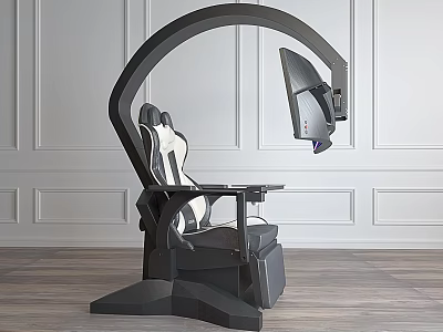 Modern Ergonomic Gaming Chair With Curved Monitor And Wooden Floor Setup 3d model
