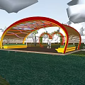 Modern Waterfront Colored Gallery Frame Lakeside Rest Pavilion Ecological Pin Landscape Pavilion 3d model