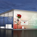 Love City Display Board With Red Rose Envelope And Design Elements 3d model