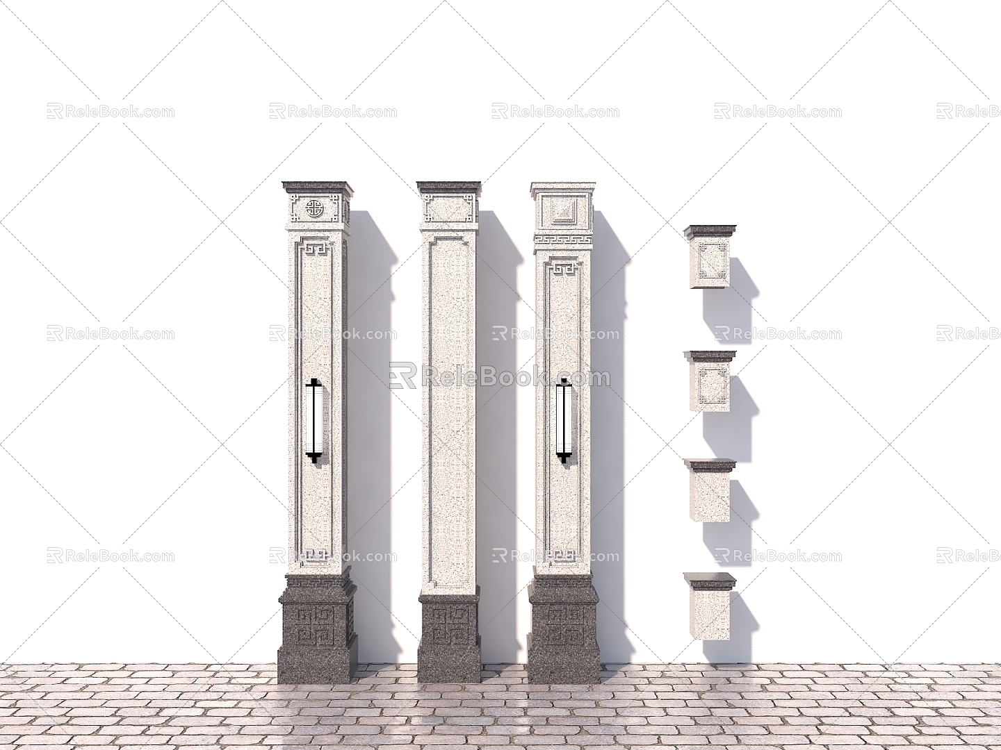 New Chinese Style Column Villa Corner Column model