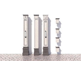 New Chinese Style Column Villa Corner Column 3d model