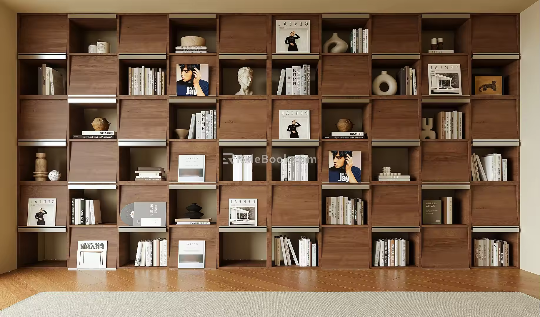 Modern Bookcase Bookshelf Books Full Wall Bookcase 3d model