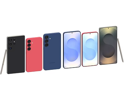 Various Smartphones Showcasing Different Color Back Panels And Camera Module Designs 3d model