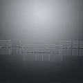 Metal Storage Racks With Various Shapes Sizes And Reflective Surfaces On Gray Background