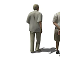 Two Men Standing Together In Casual Outfits With Shadow On White Background