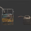 Vintage Rusty Oil Cans With Metal Handles And Flexible Spouts