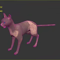 Realistic Pink Sphynx Cat Standing With Smooth Skin On Dark Background 3d model