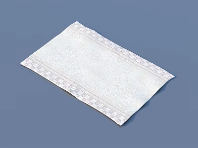 White Household Napkin With Pink Checkered Border And Soft Texture 3d model