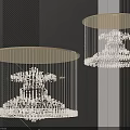 Modern Crystal Chandeliers With Golden Frame And Crystal Decorations On Striped Wall Background
